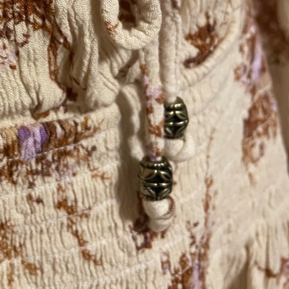 Floral Print Square Neckline Crop Top long sleeve rush blouse - Picture 6 of 11